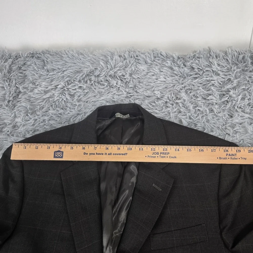 Jos. A Bank Mens 40R Black Windowpane 2 Button Single Vent‎ Blazer Sports Jacket